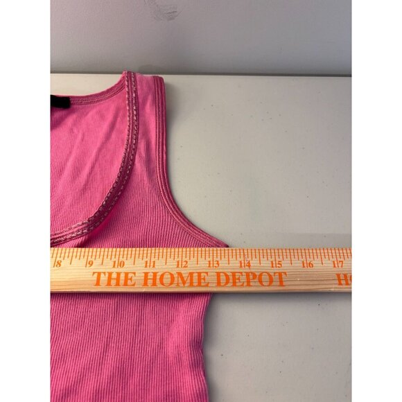 Express Y2K Women's Pink Beaded Sparkle Tank Top Size Medium Retro Colorful 2007 - Picture 9 of 11